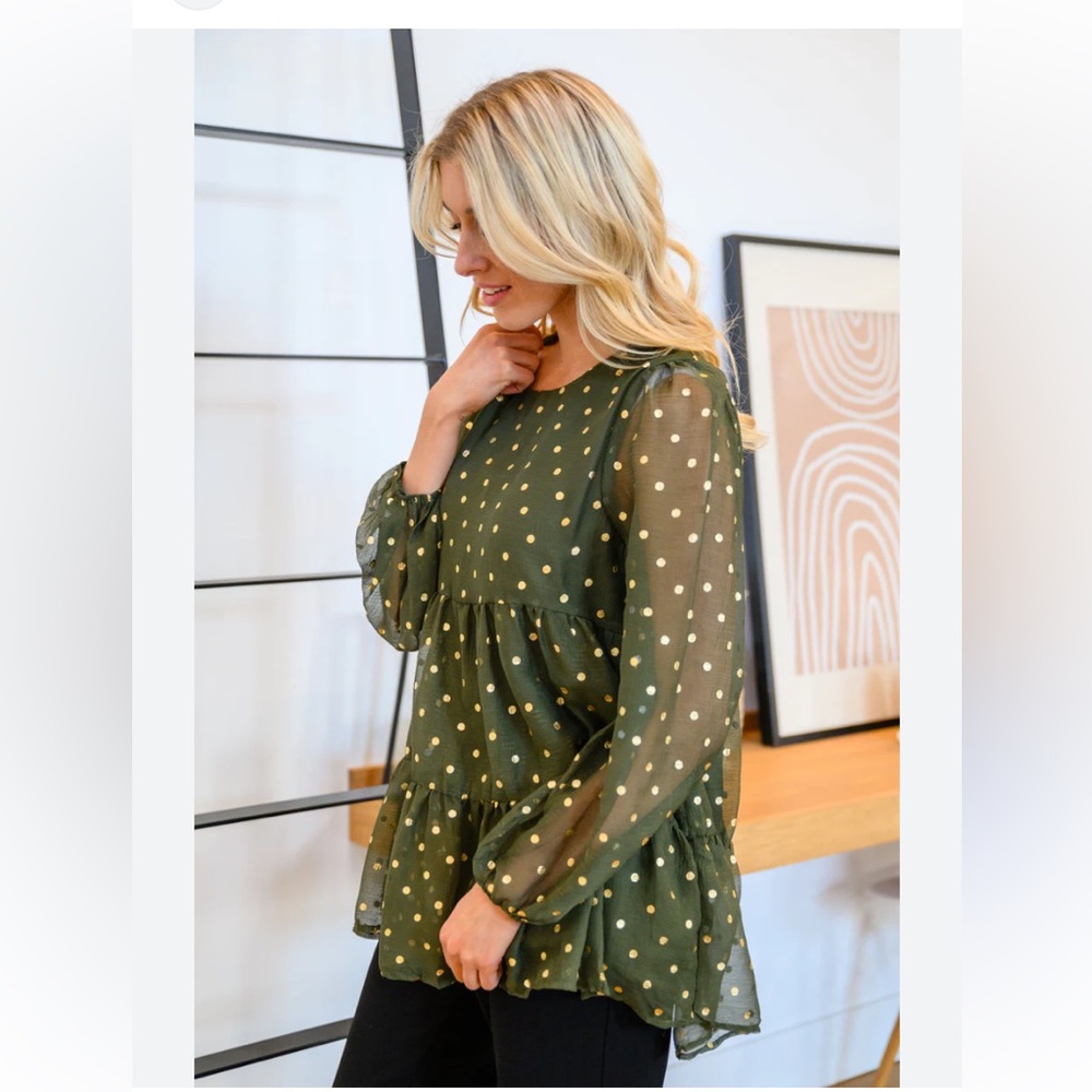Hayden Los‎ Angeles Coya metallic tiered blouse in olive. Worn twice. 58 retail